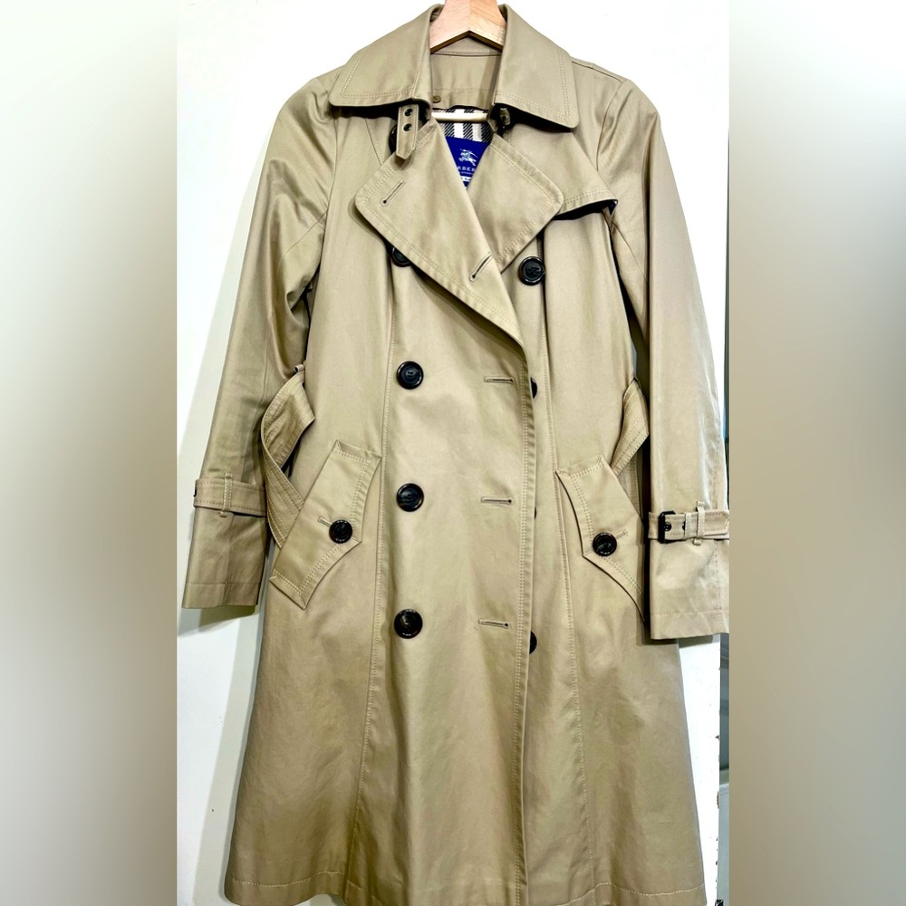 Burberry Beige Double-Breasted Trench Coat Blue Label